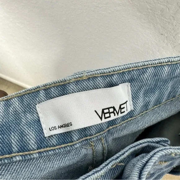 Vervet Womens Drew Distressed High Rise Jeans Sz 28 Cropped Light Wash Cotton - Picture 5 of 5